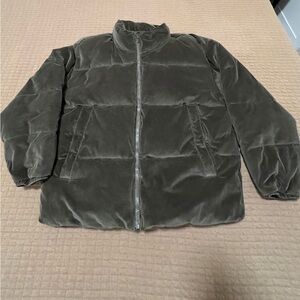 Abercrombie & Fitch Olive Green Corduroy Puffer Jacket